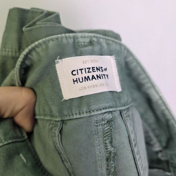 Citizens of Humanity Payton Barrel Leg Utility Pants Green Cotton Size 29 - Picture 9 of 12